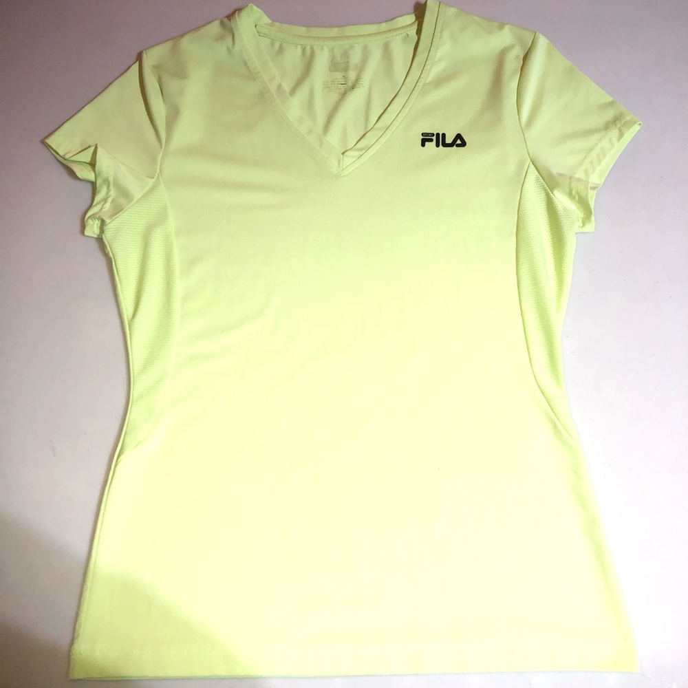 Bright Green Fila V-Neck T-Shirt